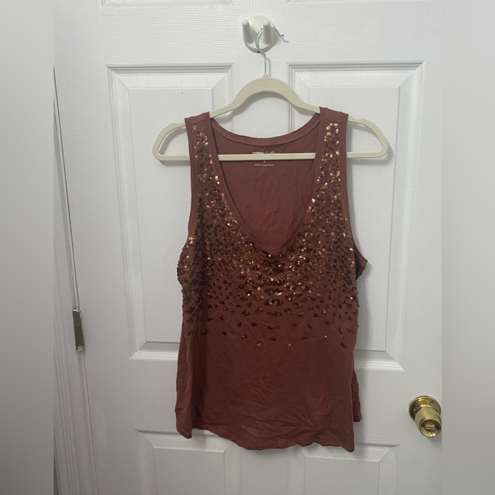 Express Siena brown tank top with sequins